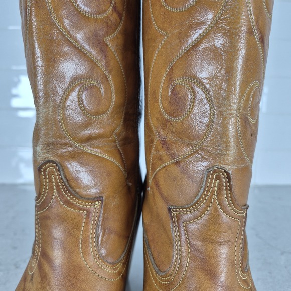 Acme Women's 8847 Vintage Tan Western Cowboy Boots with Heels Size 6.5 M‎ - Picture 7 of 11